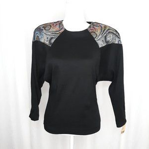 Vintage Confessions Long Sleeve Tapestry Style "Epaulets" Black